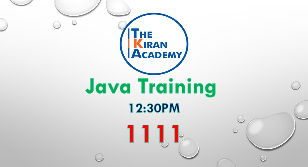 Java Training 12:30pm - 1111